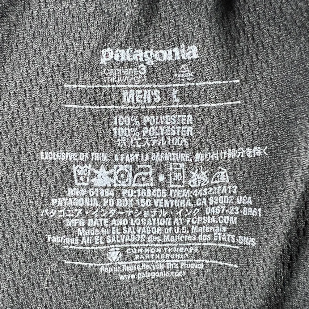 Patagonia Mens Capilene 3 Midweight Base Layer Bottoms Black Large